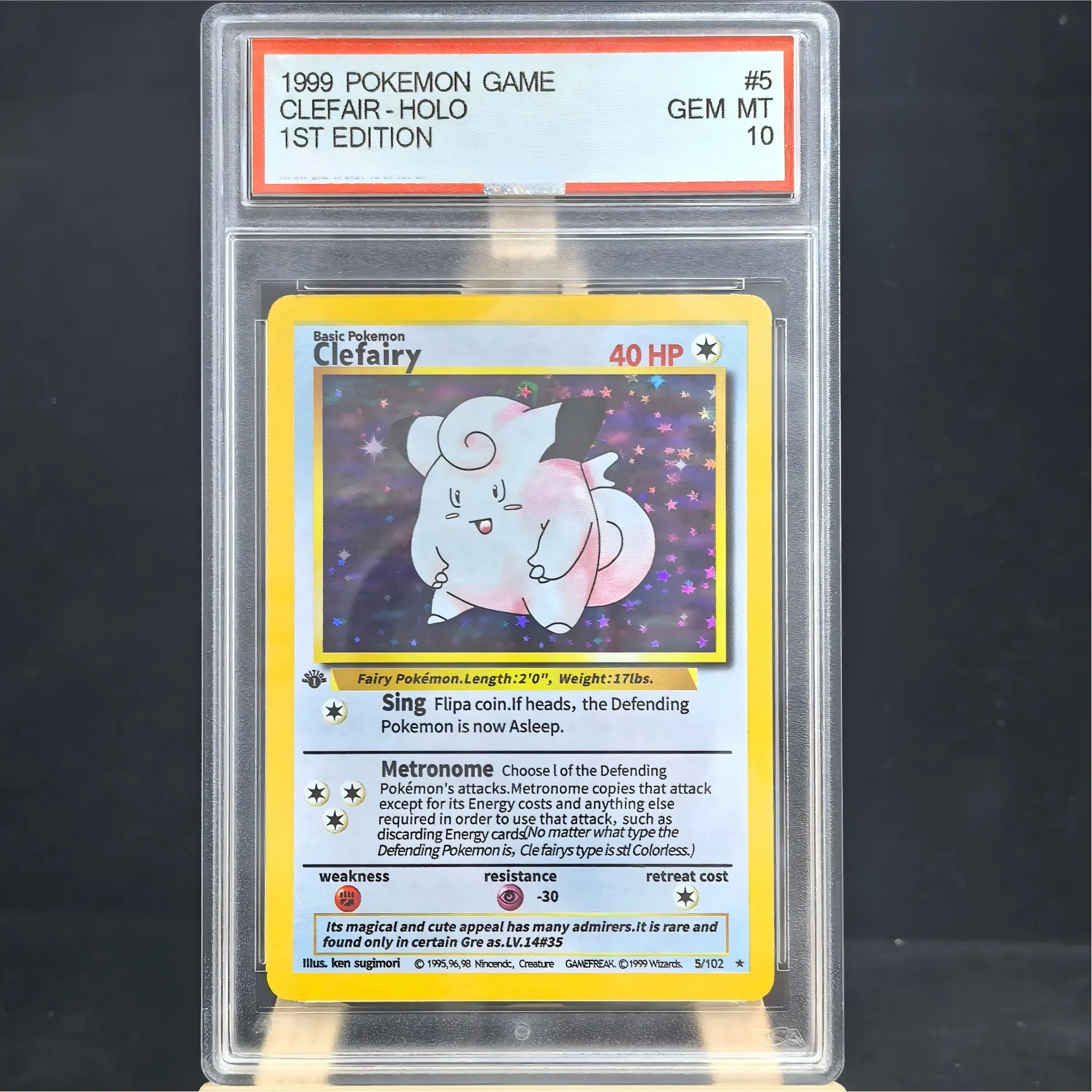 

Proxy DIY 1999 POKEMON GAME CLEFAIR-HOLO 1ST EDITION 5 GEM MT 10 Rating Card 10 Card Labels Gift Cards Toys