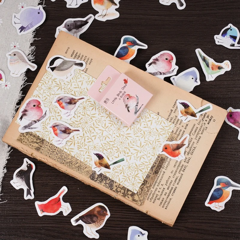 

46Pcs Cute Chubby Magpie Sparrow Stickers - Water Cup Phone Case Stationery DIY Sticker Scrapbook & Journal Decorations for Kids