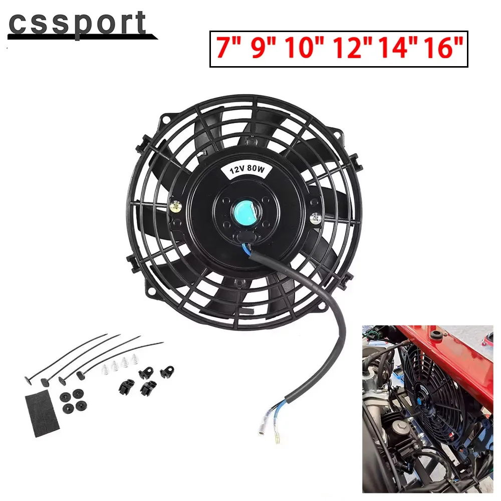 Universal 7/9/10/12/14/16 Inch Car Air Conditioning Cooling Fan Blade Cool Mounting Kit 12V 80W 2100RPM