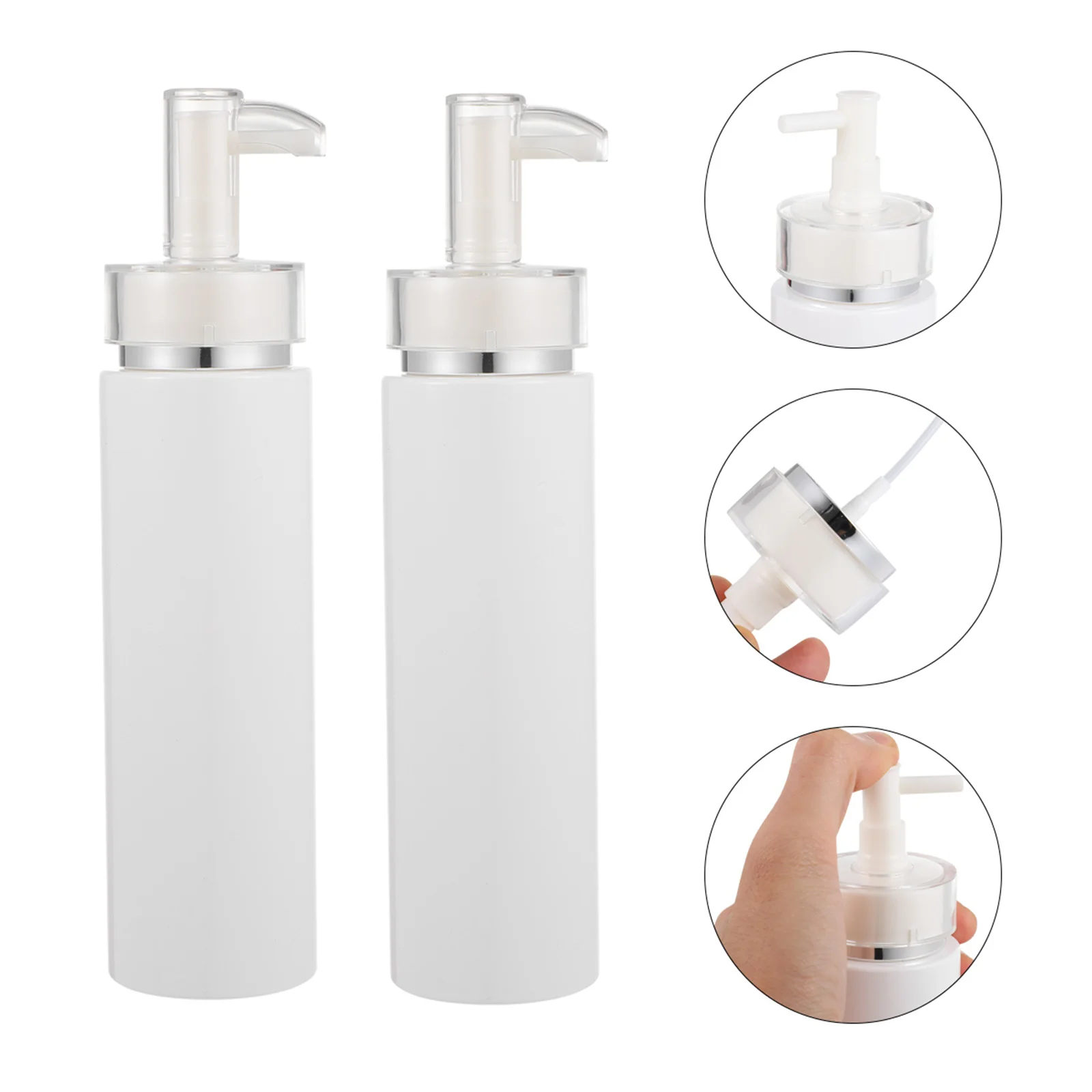 

2 Pcs Travel Bottles Pump Lotion Portable Empty Dispenser Shampoo 5x5cm White Refillable Container