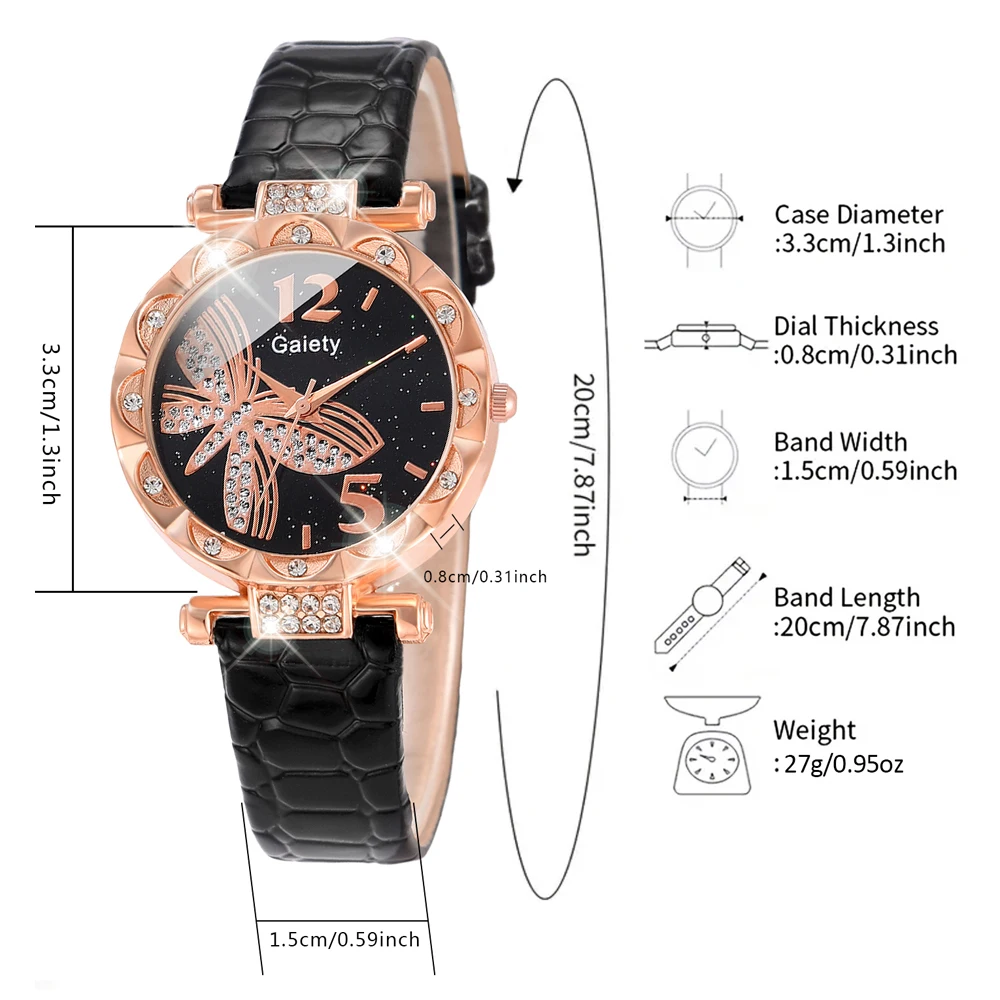 1PCS GAIETY Simple Luxurious Black Dial Watch Casual And Fashionable Quartz Watch Is The Perfect Gift For Her (No Box)