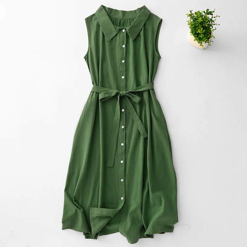 

Mid Length Dress Women Shirt Dresses A Line Vestidos Y2k Streetwear Sleeveless Lace Up Slim Fit Elegant Party Night Work 2026