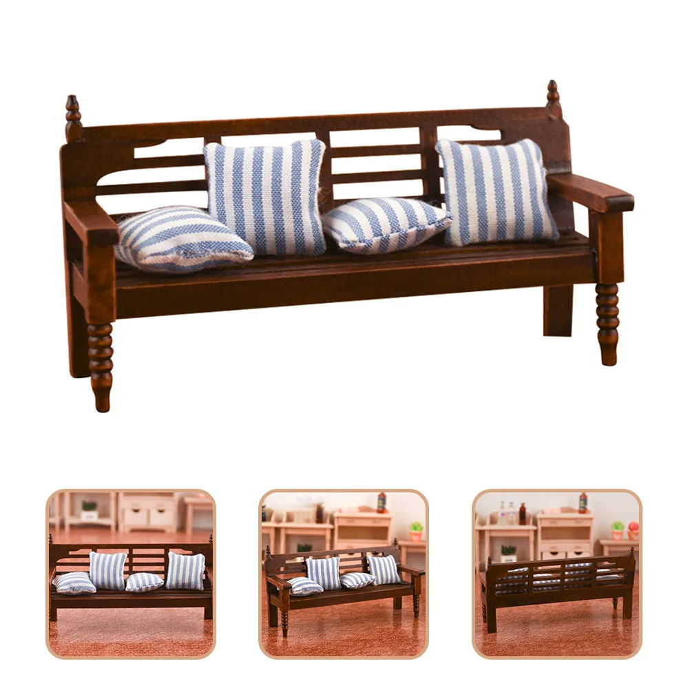 

1Set Miniature Wood Recliner Bench Sofa Fairy Garden Accessories Miniature Furniture for Dollhouses Wear Resistant Non Fade