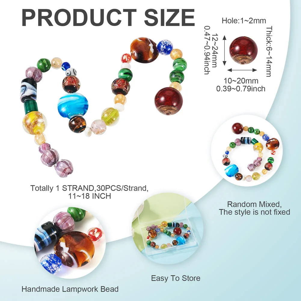 Mix Shapes Lampwork Beads Bohemian Style Loose Handmade Glass Spacer Beads Random Combination for DIY Jewelry Making Supplies