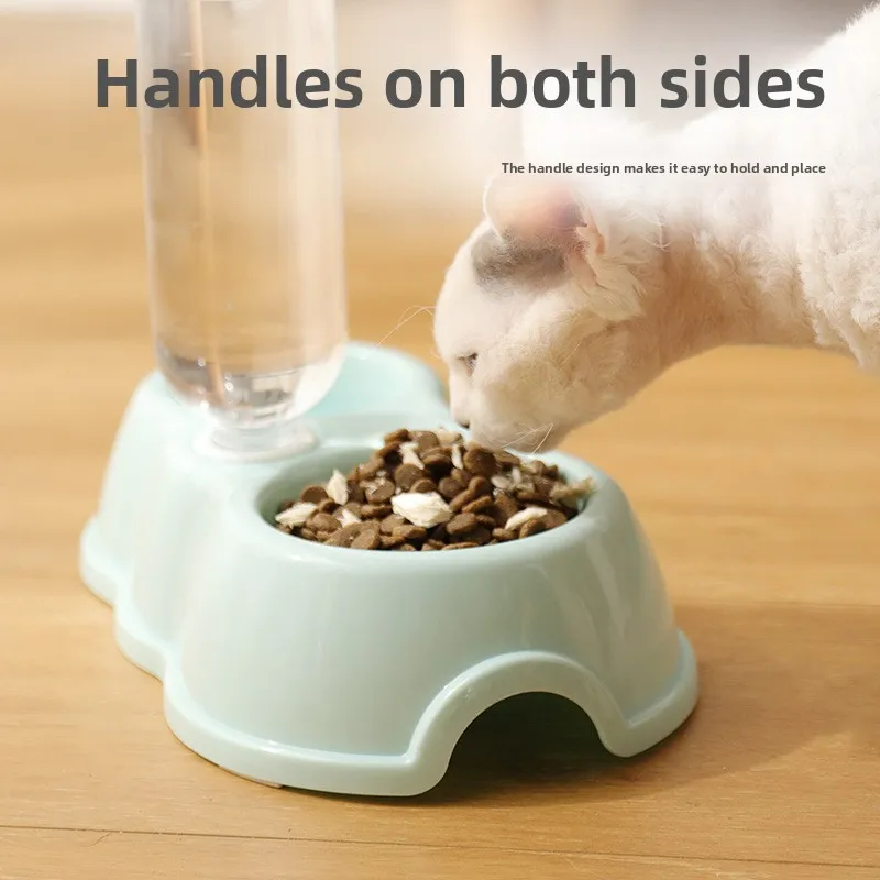 

cat special rice basin, anti-dumping drinking bowl, pet feeding and drinking water two-in-one