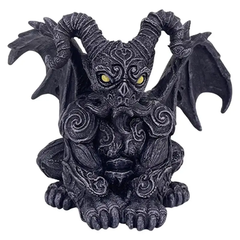 

Halloween Dragon Statue Sitting Dragon Resin Figurines Gothic Creep Scary Sculpture For Indoor Outdoor Patio Yard Lawn