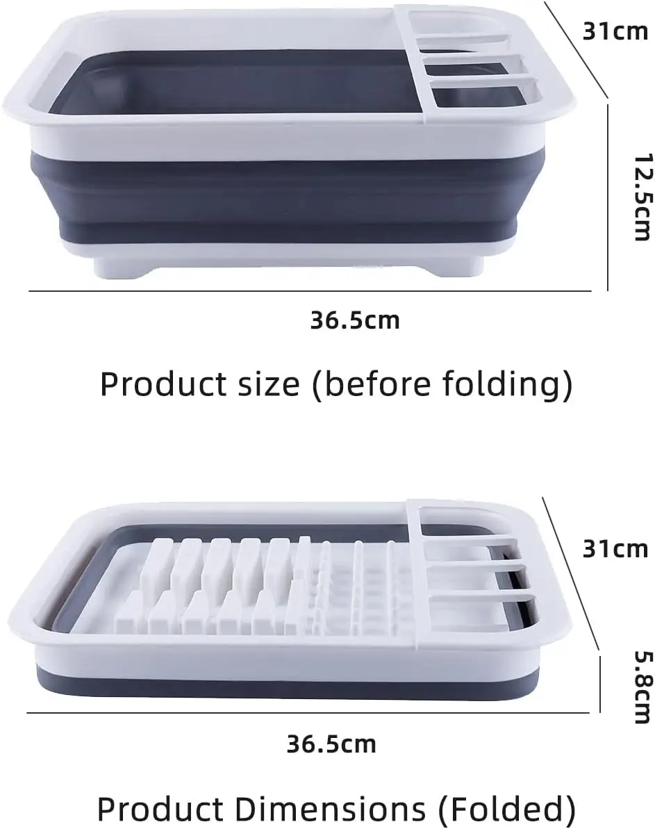 Portable Collapsible Dish Drainer, Space-Saving Kitchen Organizer, RV & Camper Travel Tray, THANSTAR Design