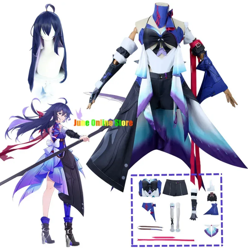 Peruka Kostiumowa 2025 Nowa Gra Honkai Star Rail Cosplay Peruki Seele Fioletowa Sukienka Garnitur Długie Włosy Halloween Party Roleplay
