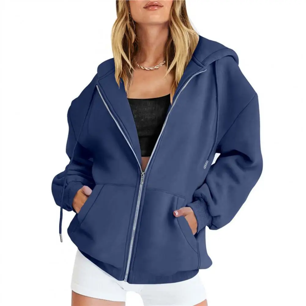 Gepersonaliseerde trui met capuchon Gezellige herfstfleece hoodies met rits voor dames met zakken Workout-outfits voor dagelijks gebruik in de winter