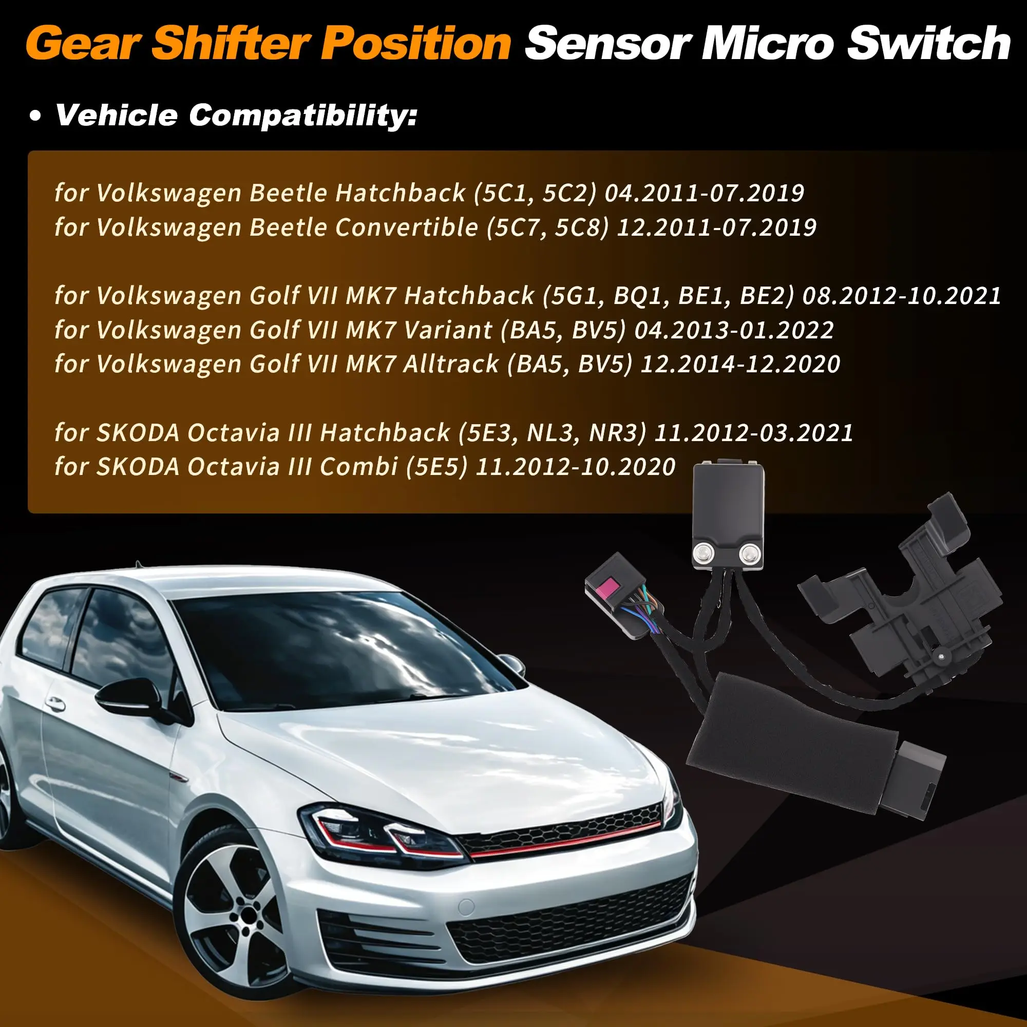 5Q0713128A Shifter Position Micro Rabbit Switch for VW Golf Beetle Mk2 Skoda Octa R32 GTI Shift Mechanism Micro Switch