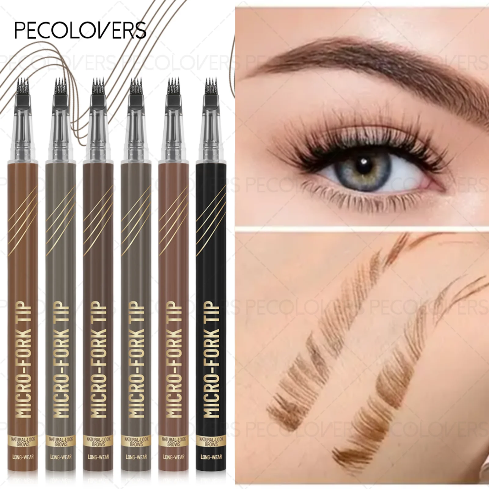 

1 шт. Карандаш для бровей с четырьмя наконечниками, для четкого прорисовывания бровей, быстросохнущий, стойкий, водостойкий, легко наносится, подходит для всех типов бровей.