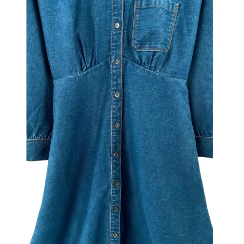 24 New Spring/Summer Denim Shirt Dress with Lapel Waist 100% Cotton Denim Jacket  coats for womens  gabardina mujer  kadın mont