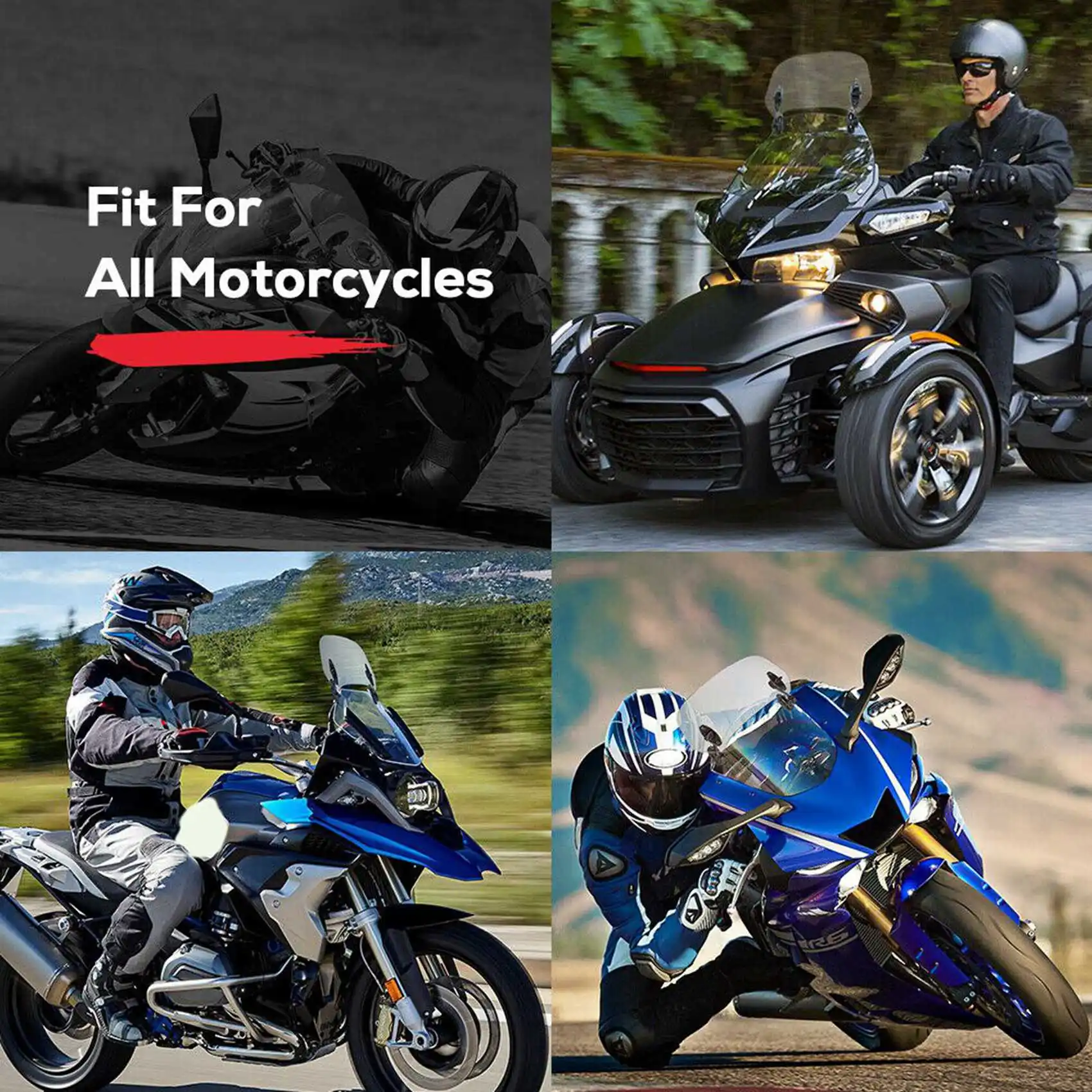 

2X Motorcycle Windshield Extension - Universal Adjustable Clip-On Windscreen Extender- For Honda Suzuki Kawasaki Yamaha