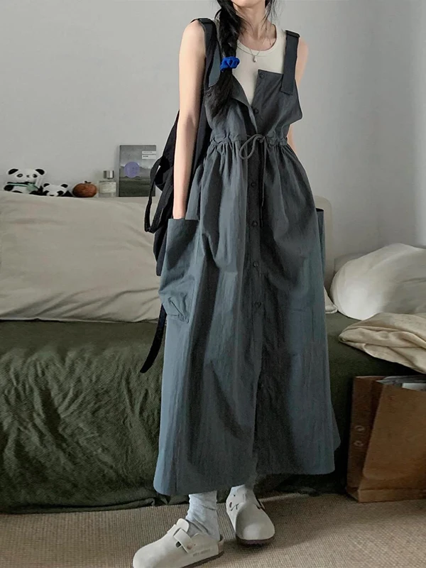 ชุดแฟชั่นผู้หญิง เสื้อกั๊กและกางเกงขายาว ชุดลำลองทรงหลวมสำหรับวัยรุ่น ชุดทำงานแบบซ้อนทับสองชิ้น