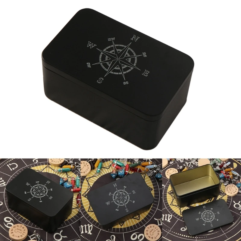 Multipurpose Iron Playing Cards Storage Box Small Trinket Box Portable Playing Card Container Astrologys Divination Storage Case