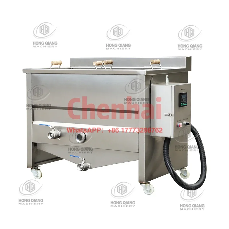 HONGQIANG Automatische Frittiermaschine, Chargenfritteuse für Kartoffelchips, gefrorene Pommes Frites, 2-Tank-Bratmaschine