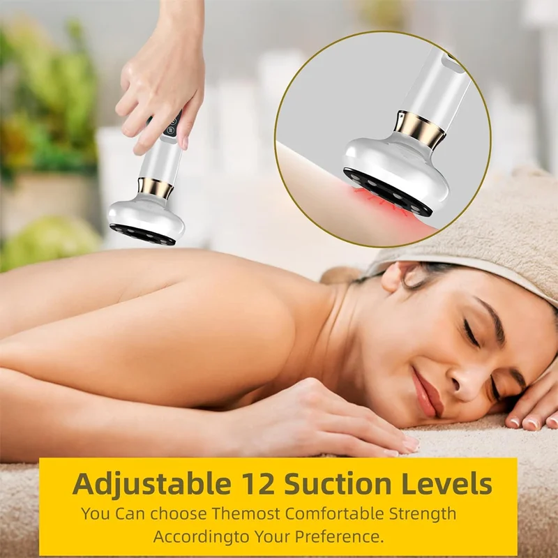جهاز كشط كهربائي لتدليك وضع الشفط 12، يستخدم كمدلك ذكي للظهر والبطن والخصر والذراعين والأرداف