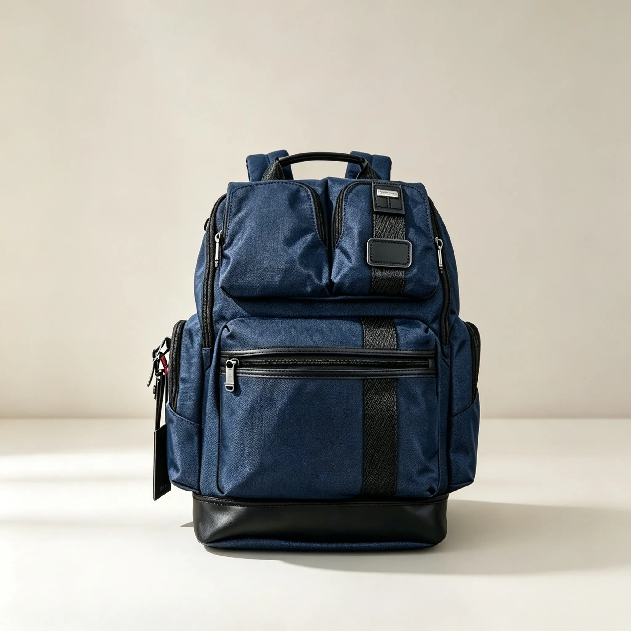 Men's Nylon Large Capacity Business Backpack, Classic Stylish Multi-Pocket Travel Rucksack