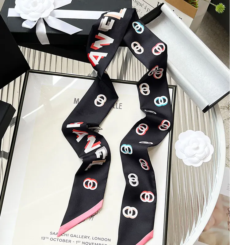 Plus Skinny 100% Real Silk High Quality Scarf Twill Long Thin Narrow Tie Wrap Handle Streamer Send Gifts With Hand Gifts