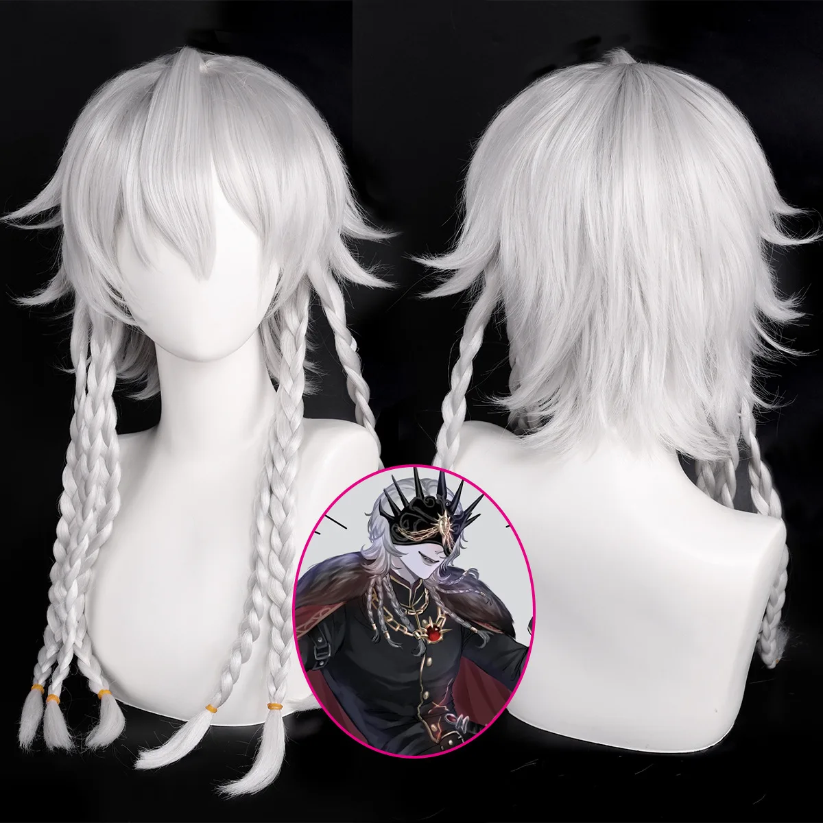 

Synthetic Wig Cosplay Double Ponytail Hairpiece Heat Resistant Fiber for Women Party Halloween Costume