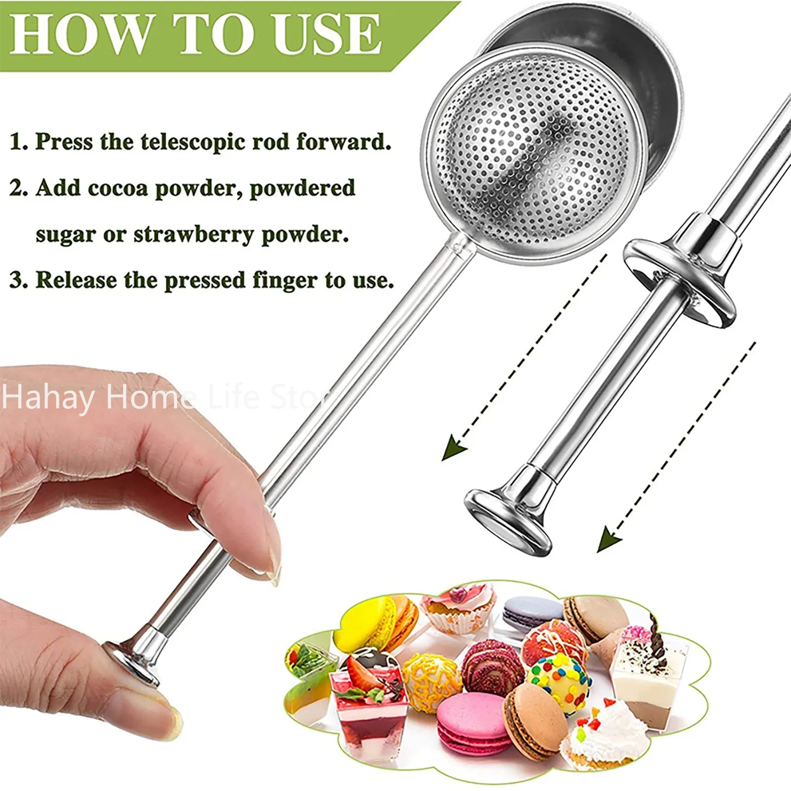 Powder Shaker Sugar Duster Flour Sugar Sieve For Powdered Sugar And Spices Cake Decorating Tool Baking Accessory images - 6