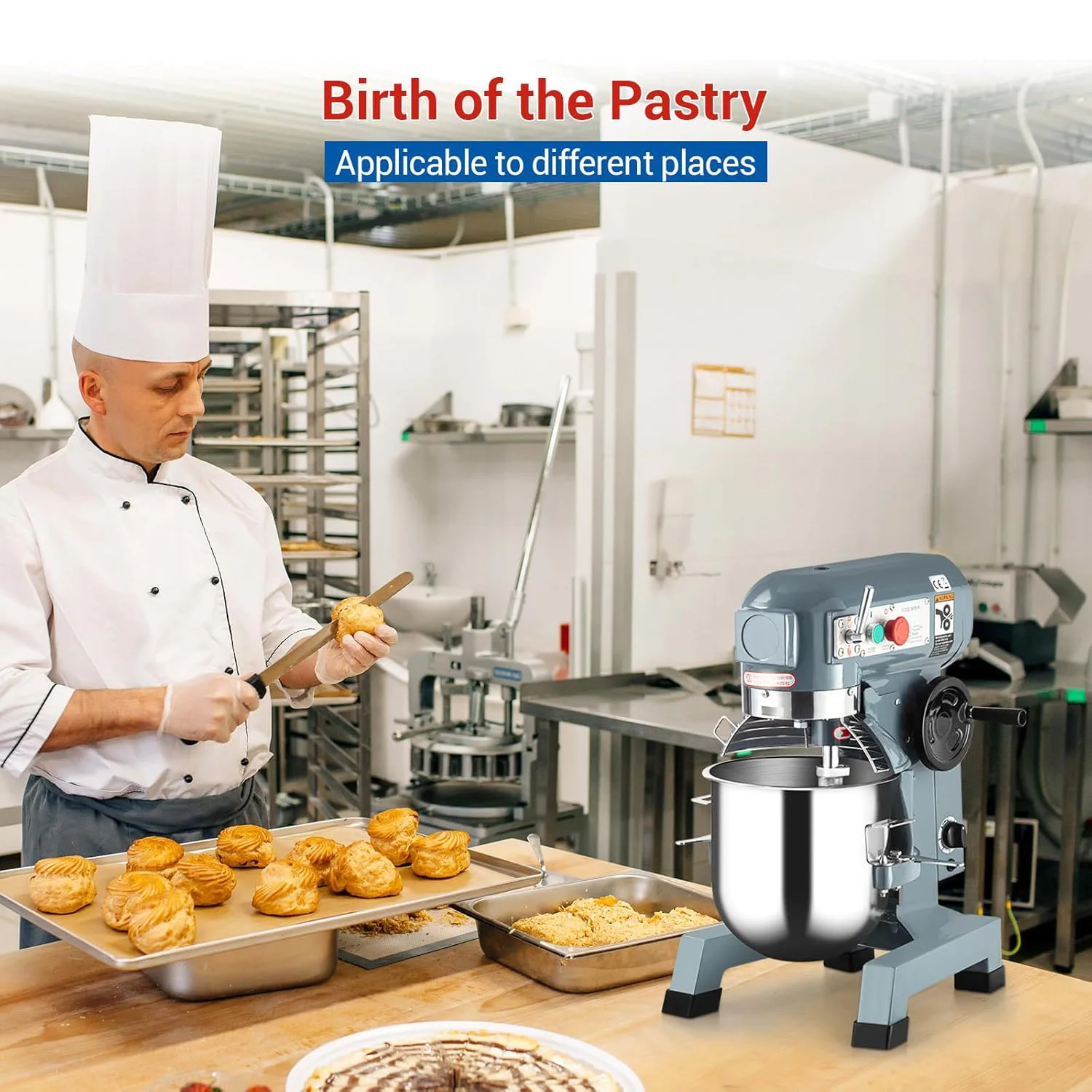 20Qt خلاط طعام تجاري 1100 واط حارس السلامة 3 سرعات قابل للتعديل توقيت وظيفة وعاء من الفولاذ المقاوم للصدأ للمخبز بيتزا