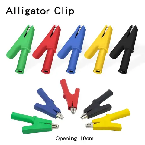 5개 세트 30A PVC 절연 테스트 악어 클립 클램프 소켓 핸들 테스트 케이블 프로브 4mm 바나나 플러그 전기 배터리 용접용