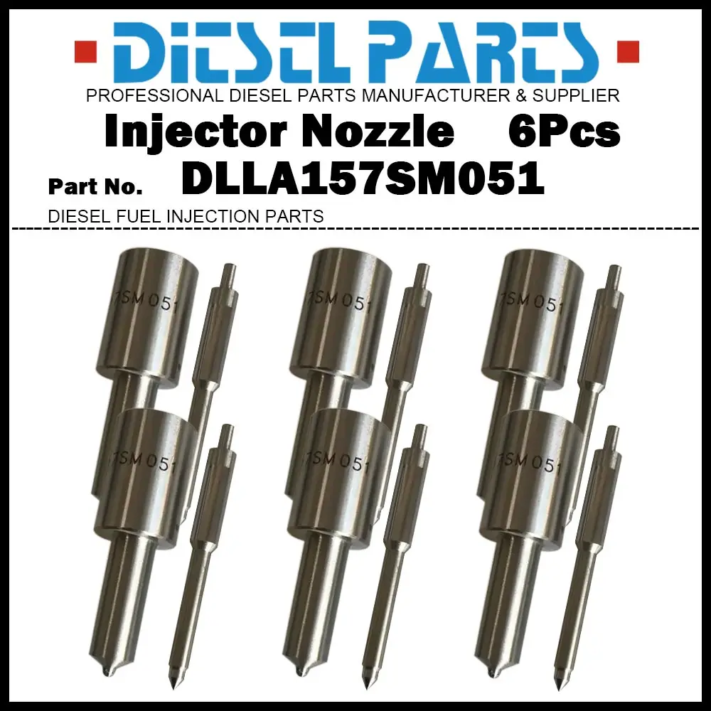 6Pcs Diesel Fuel Injector Nozzle Tips DLLA157SM051 NP-DLLA157SM051 for Mitsubishi Fuso Fighter 6D14 6D15 6D16 6D17 ME075761