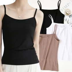 Sexy Sling Camisoles Women Crop Tops Solid Color Sleeveless T-shirt Base Tee Tops Skinny Vest Female Slimming Tanks Underwear