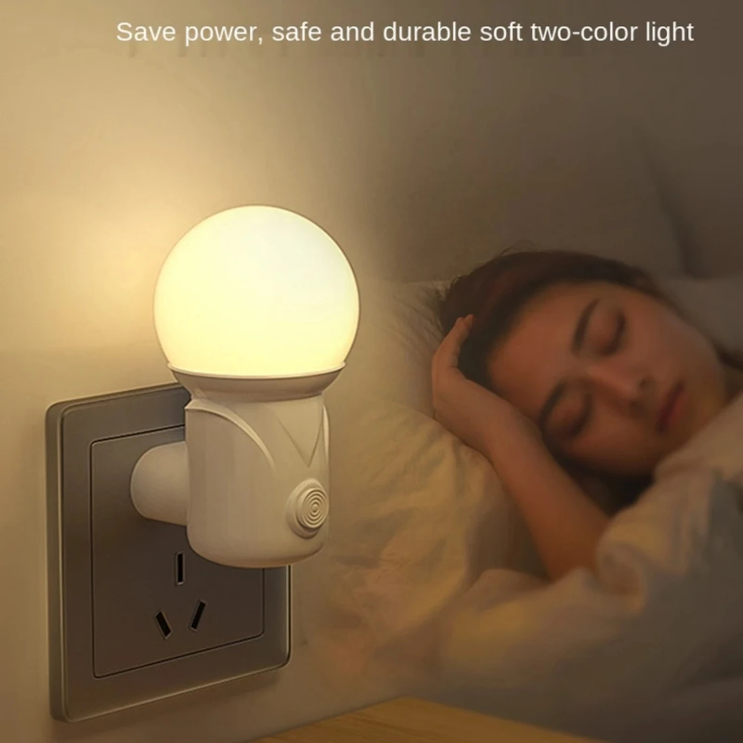 Luces LED de noche para bebé, lámpara de atenuación de 2 colores con enchufe europeo/europeo, protección ocular, luz de enfermería para dormir, lectura, sala de estar, lámpara de noche