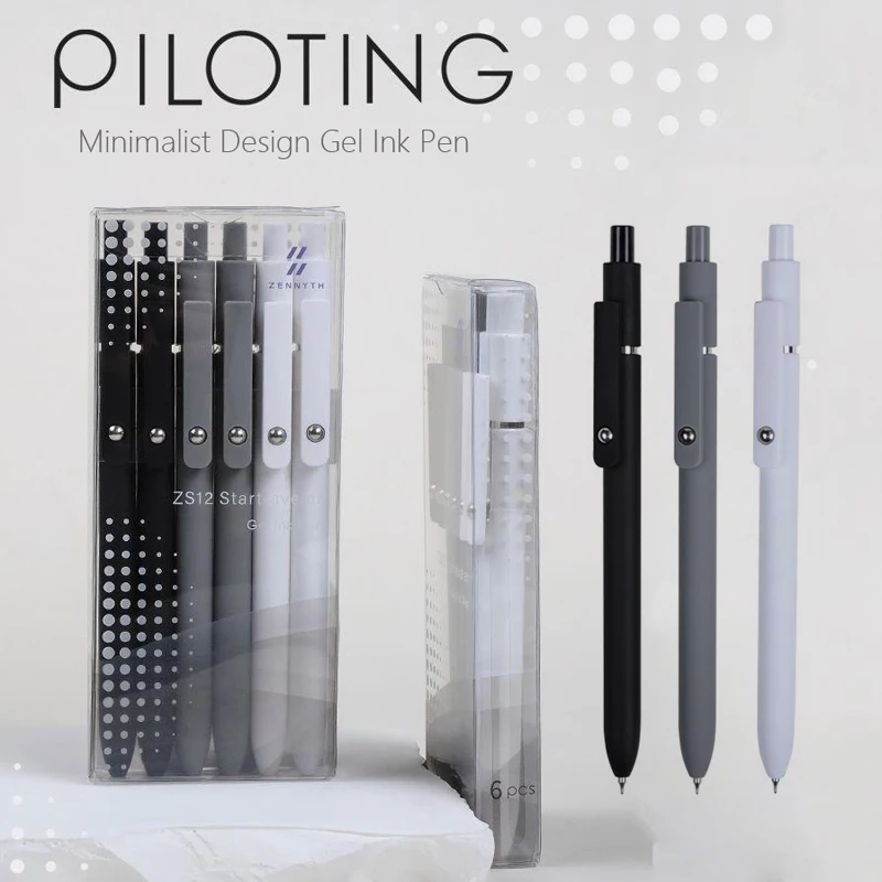 

6 шт./компл., гелевая ручка минималистичного дизайна, 0,5 мм, черные чернила, выдвижные ручки для школьников, экзаменов и офисных письменных принадлежностей