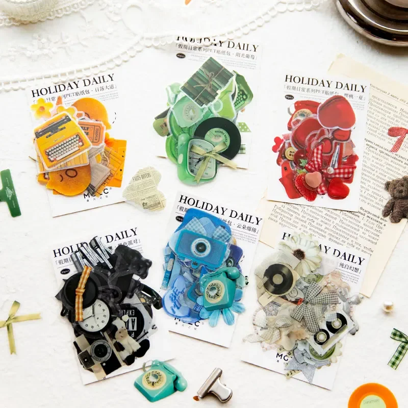 40pcs PET stickers bag Kawaii Stationery Stickers Holiday routine Diary Planner Decorative Mobile Sticker Scrapbooking 6 models