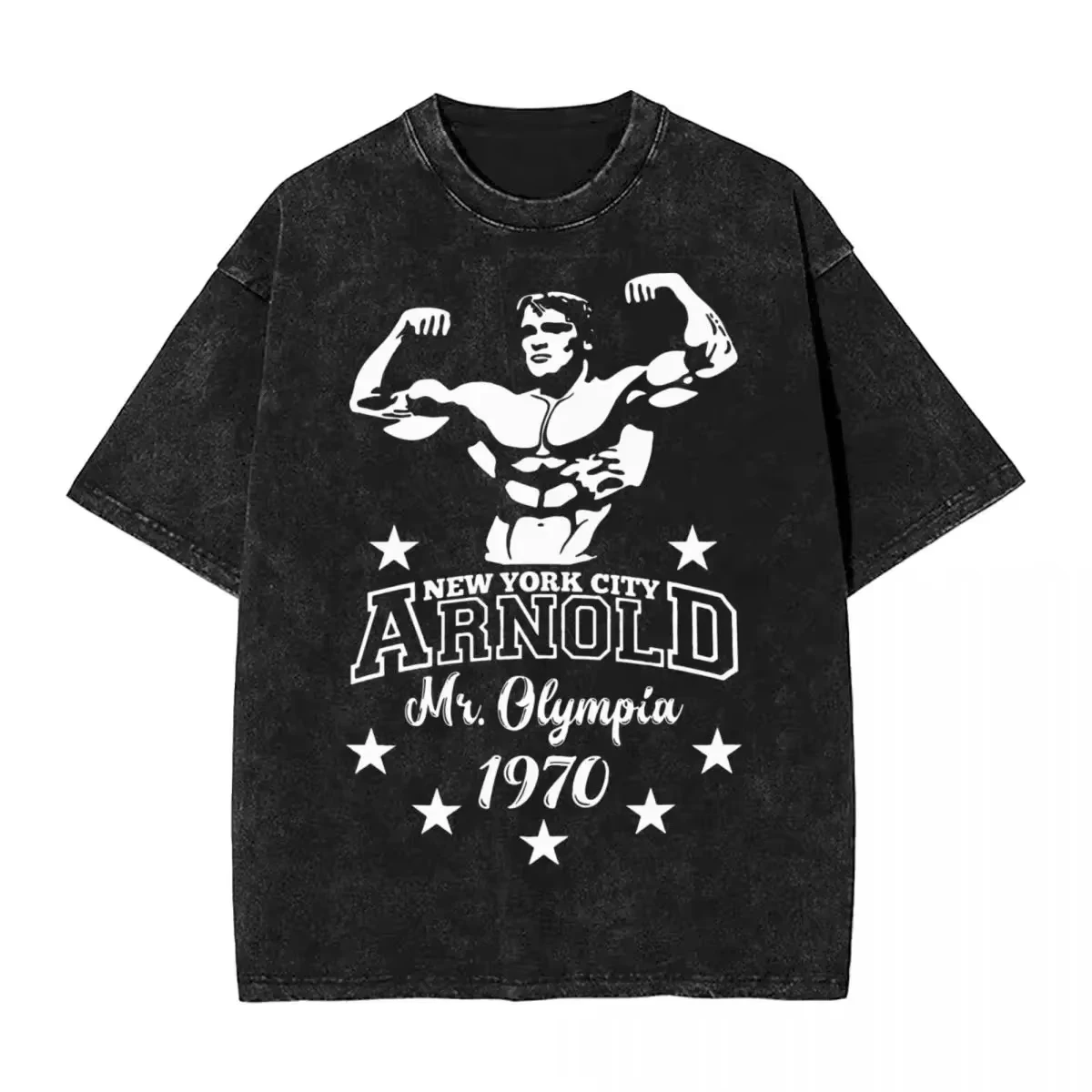 Washed T Shirts Arnold Schwarzenegger Mr Olympia Hip Hop T-Shirt Oversize Streetwear Printed Tops Tee Shirt Men