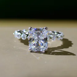 Radiant Cut Lab Diamond Cz Ring 925 Sterling Silver Promise Engagement Wedding Band Rings for Women Bridal Party Jewelry
