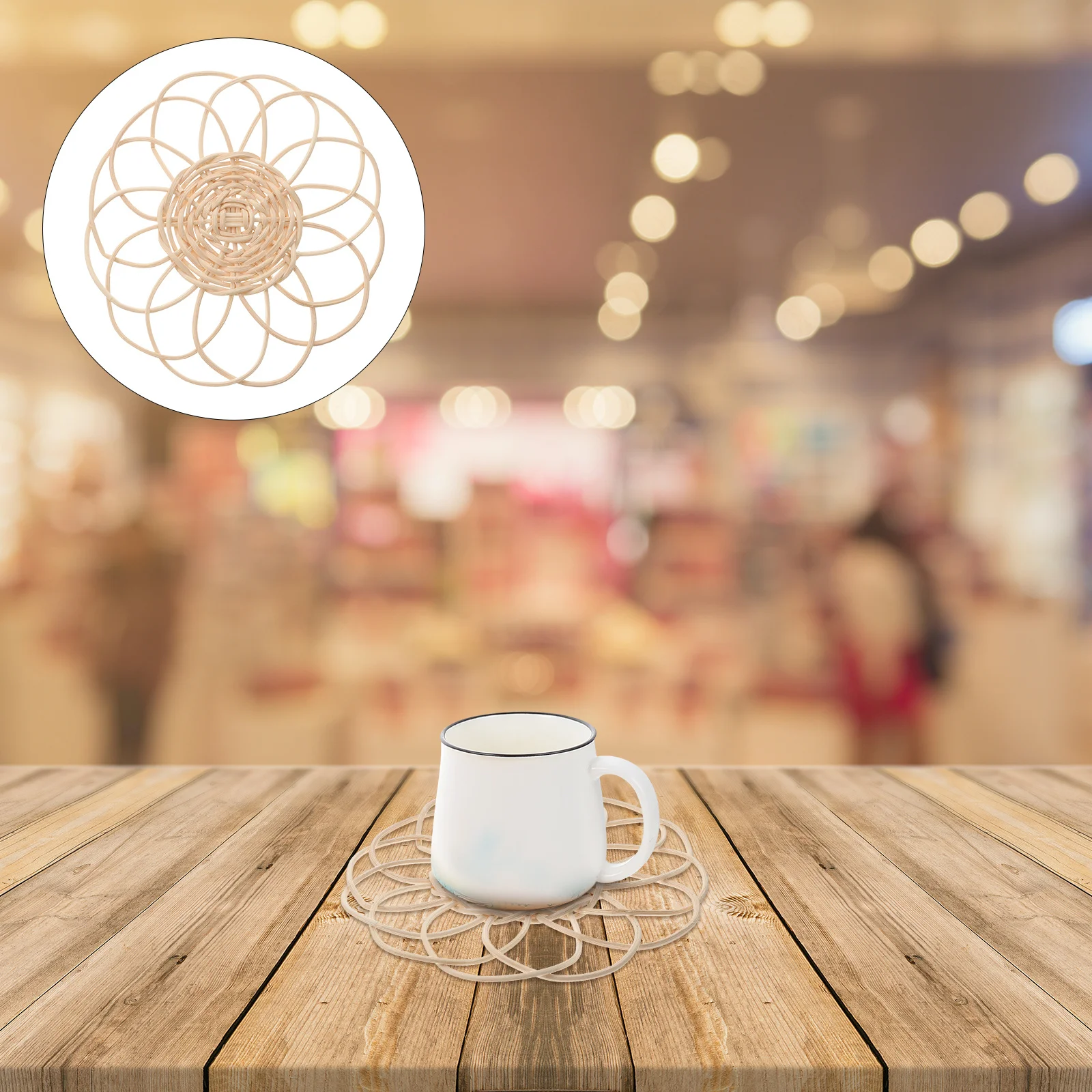 

4pcs Rattan Coasters Woven Heat-Resistant Non-Slip Drink Coasters For Coffee Table Desk Outdoor Patio Table Mat Decorative