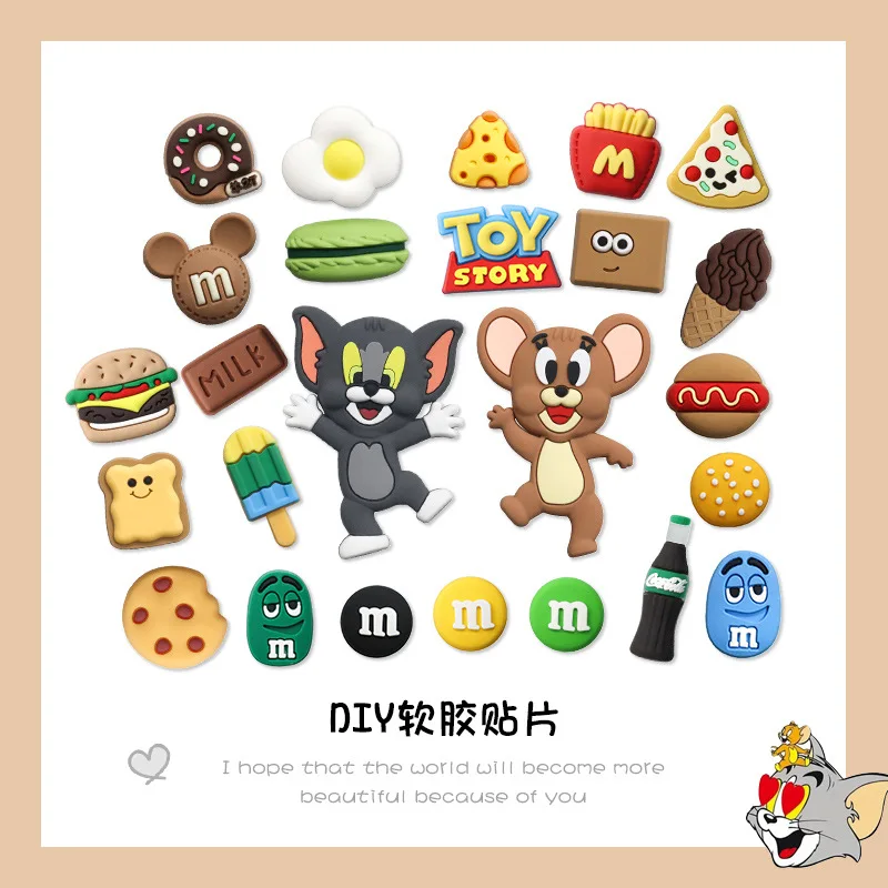 MINISO Dynamic Tom and Jerry set Food Theme for Cute Cartoon Shoe Charms Decoration Accessories for Classic Clog X-mas Gifts image 4