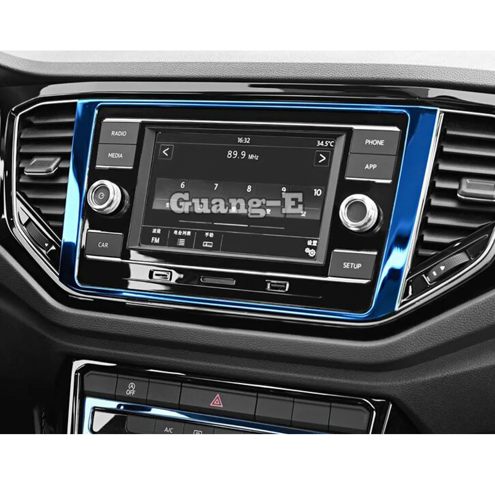 سيارة عرض بار الملاحة الإطار الزخرفية ل Volkswagen VW T-ROC TROC 2017 2018 2019 2020 2021 الفولاذ المقاوم للصدأ الداخلية 1 قطعة