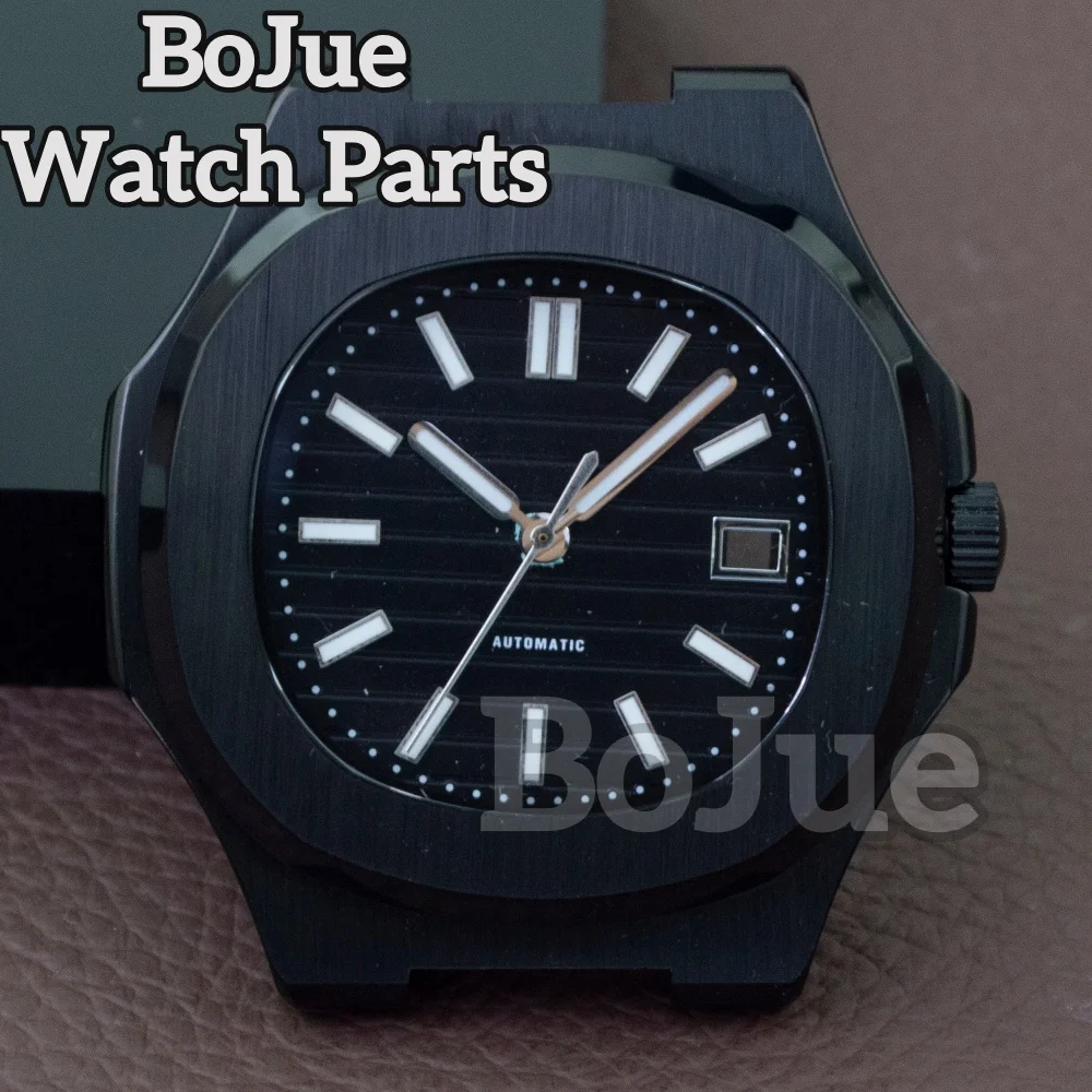 

41mm Square Watch Case Strap Bracelet for Nautilus NH35 NH36 NH38 movement 30.5mm Dial Black PVD 316L Stainless Steel Sapphire