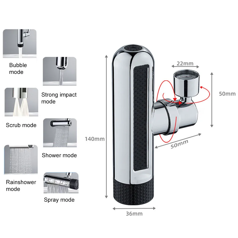 14*3.6*0.5cm Splash-proof Faucet 360-degree Rotation Easy Installation Enhances Washing Experience Fits Standard Faucets