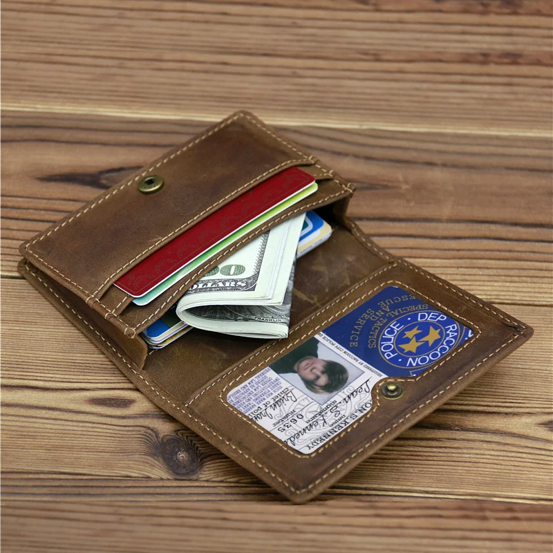 

Vintage Crazy Horse Real Leather Credit Card Holder Wallet Mens Cowhide Slim ID VIP Photo Cards Bags Small Change Coins Pouches