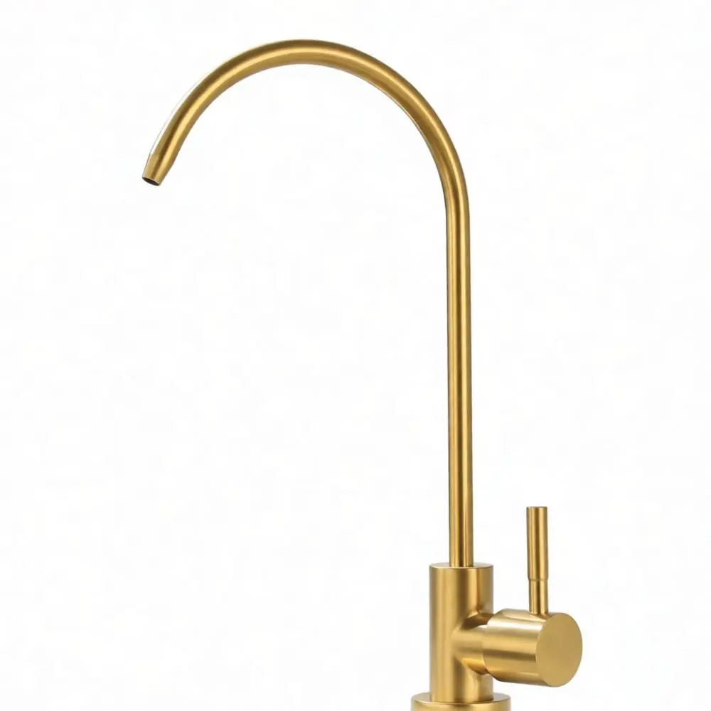 Luxury Gold Stainless Steel Faucet For Water Purification Kitchen Tap Swan Neck Direct Drinking Filter Spigot New