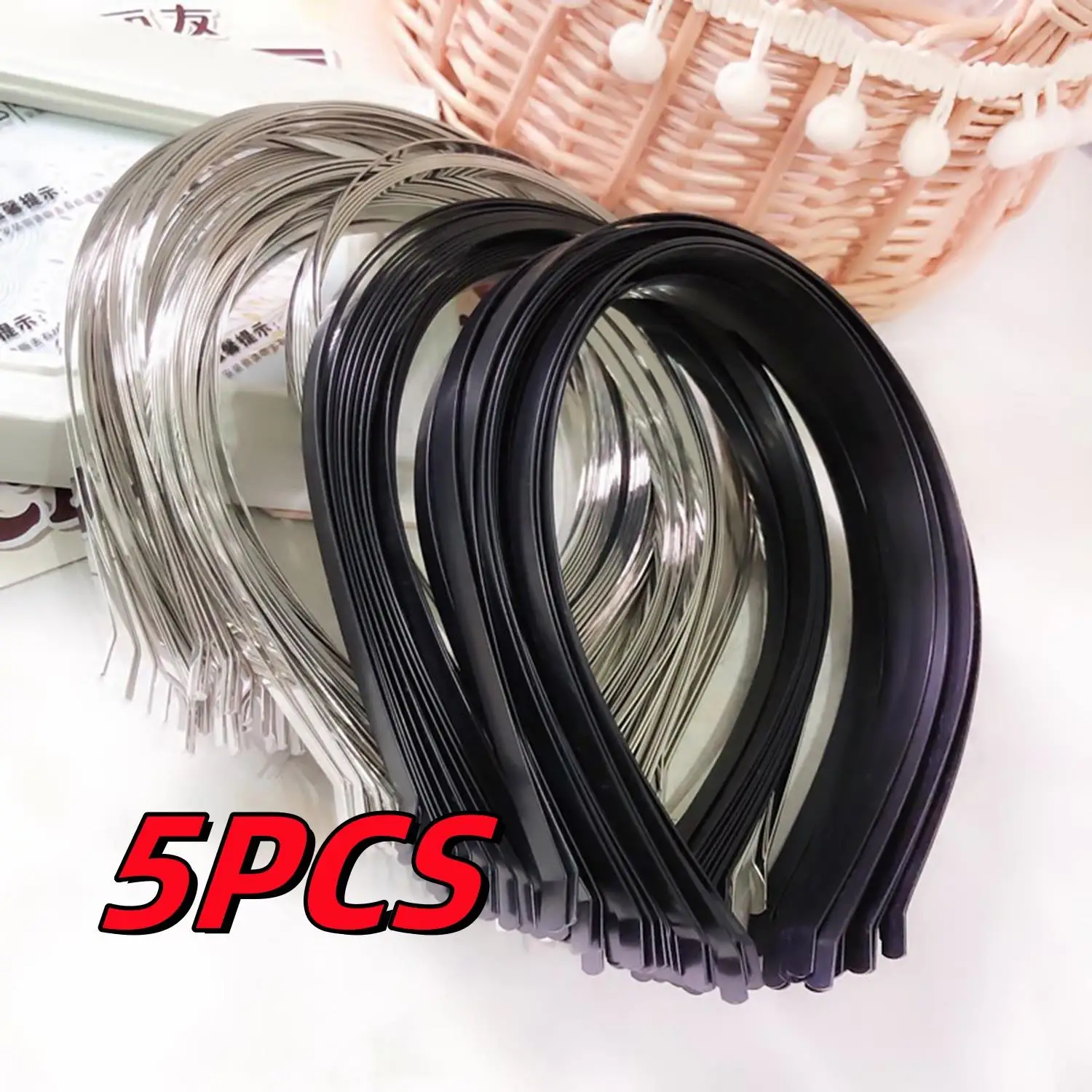

5 шт./лот, ширина 3-7 мм, серебристые, черные повязки для волос для девочек, тонкие повязки на голову, женские обручи для волос «сделай сам», инструменты, аксессуары для волос