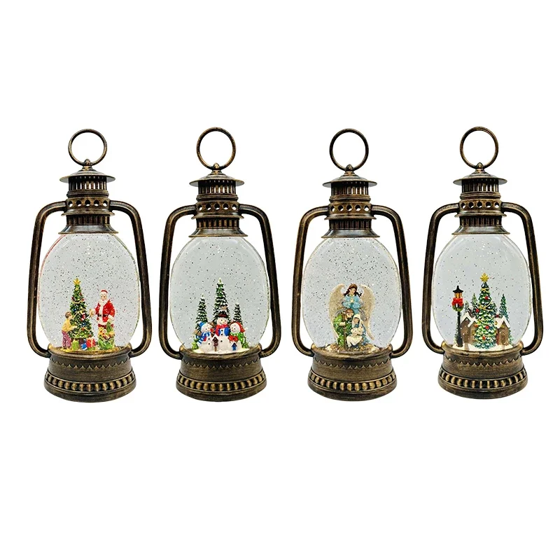 Best Selling Wholesale Christmas Musical Gifts Night Light Navidad Plastic Lamp Christmas Snow Globe Water Lantern