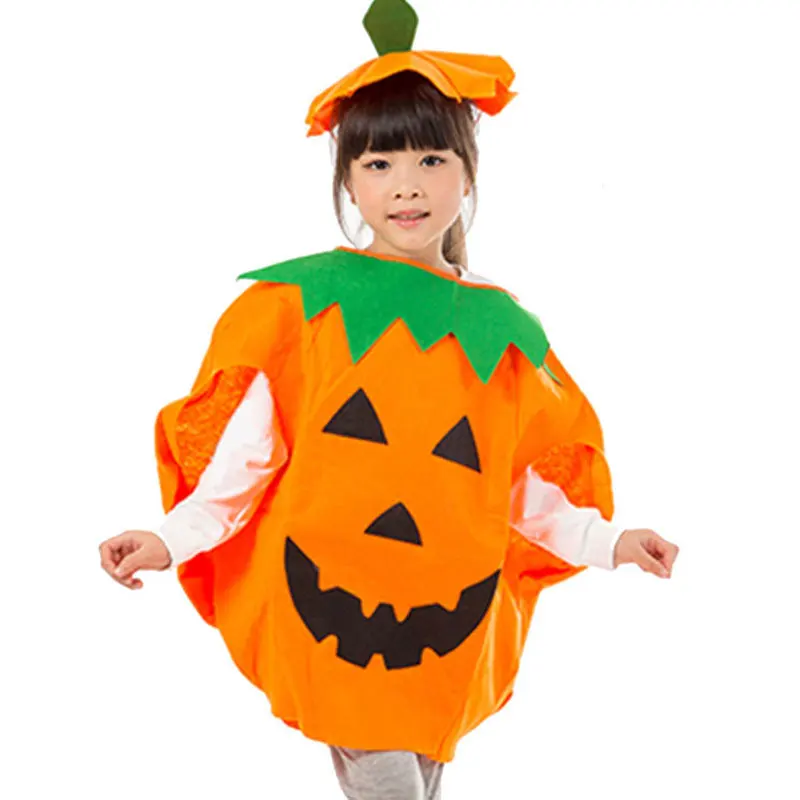 Kid Halloween Pumpkin Cosplay Costumes with Hat 2-Pieces Set Children Adult Carnival Party Outfit Clothes for Boys Girls