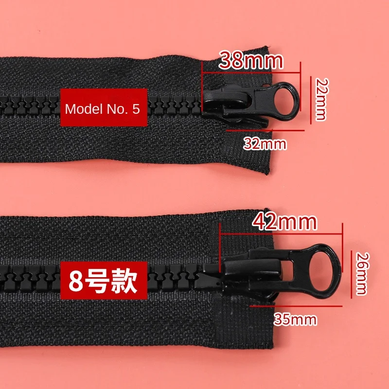 Two-way Double-opening 5#、8# Resin Zipper Pullers Coarse Teeth Double-headed Zipper Jackets, Clothes Coats, Luggage Accessories