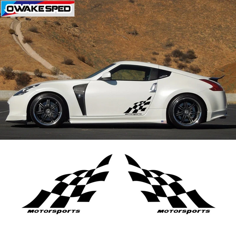 Racing Lattices Decal Car Body Side Decor Sticker DIY Vinyl Decal For Volkswange Audi BMW Honda Nissan Hunydai KIA Toyota Ford