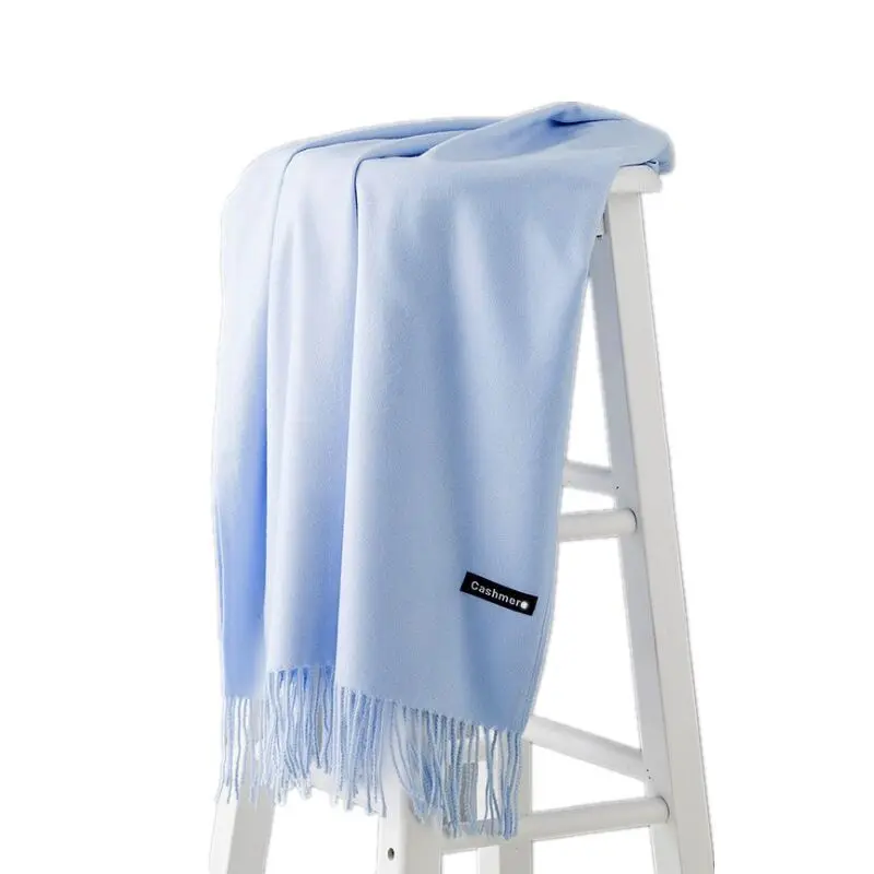 유니섹스 솔리드 컬러 겨울 스카프 한국 스타일 긴 두꺼운 모조 캐시미어 밝은 빨간색 학생을위한 다목적 패션