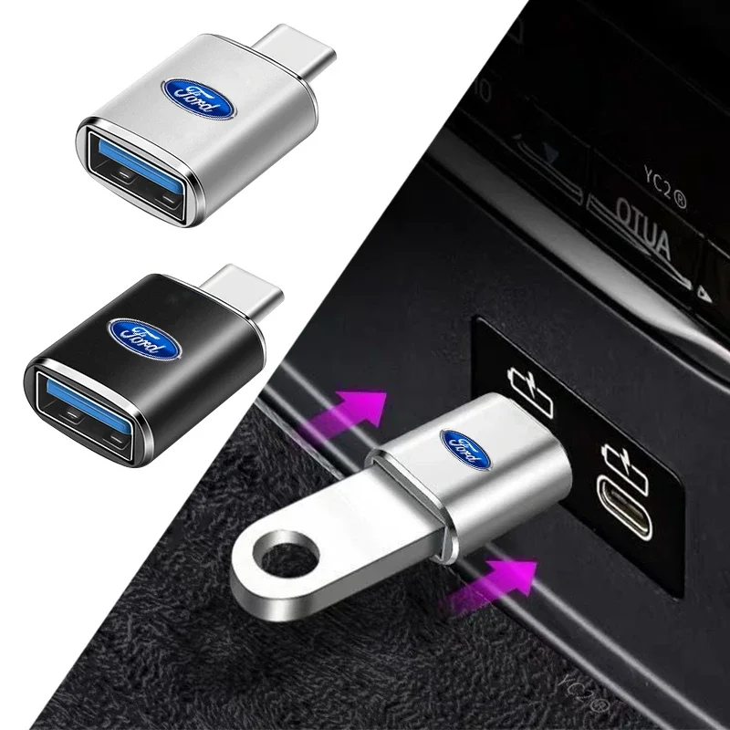 

1pcs Car Charger In Black Type C To Adapter USB Charging for Ford FOCUS 2 FOCUS 3 Mondeo Fiesta Kuga MK2 MK3 Auto Accessories
