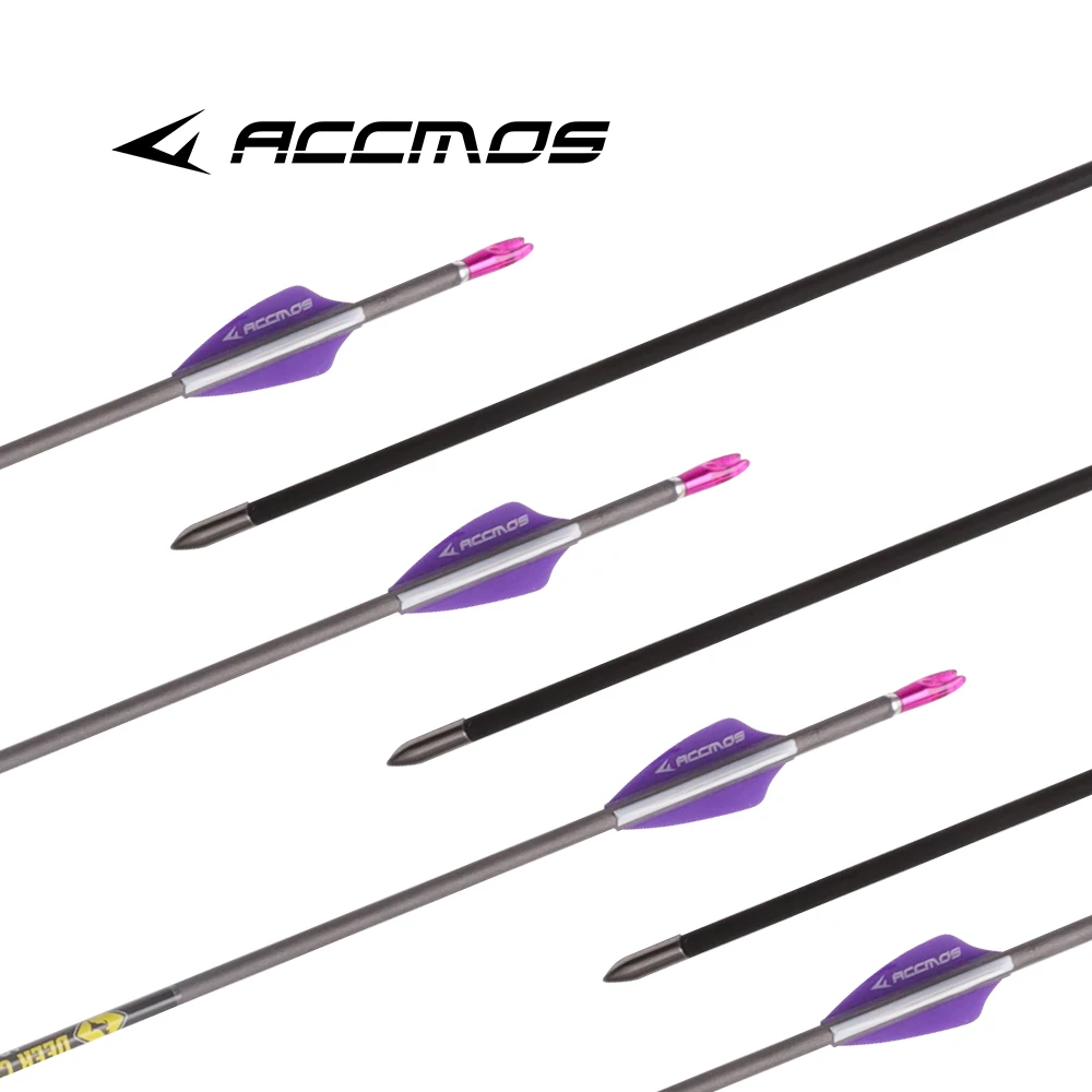 12pcs Archery ID4.2 Arrow Pure Carbon Spine 350 400 500 600 700 800 900 1000 Hunting Shooting Accessories