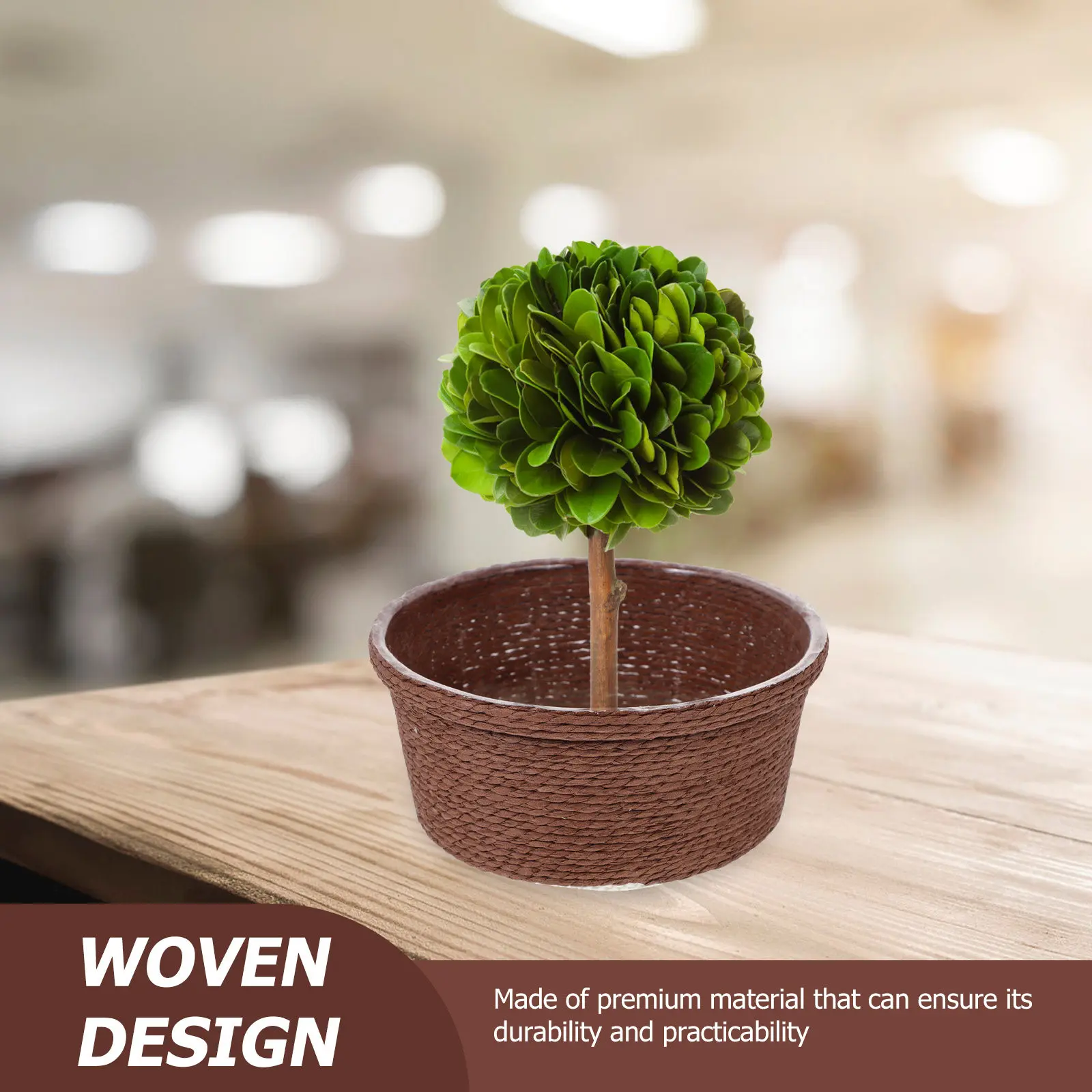 2Pcs Imitation Flower Basket Natural Style Decorative Planter for Garden Balcony Flowers Holder Home Office Green Plants
